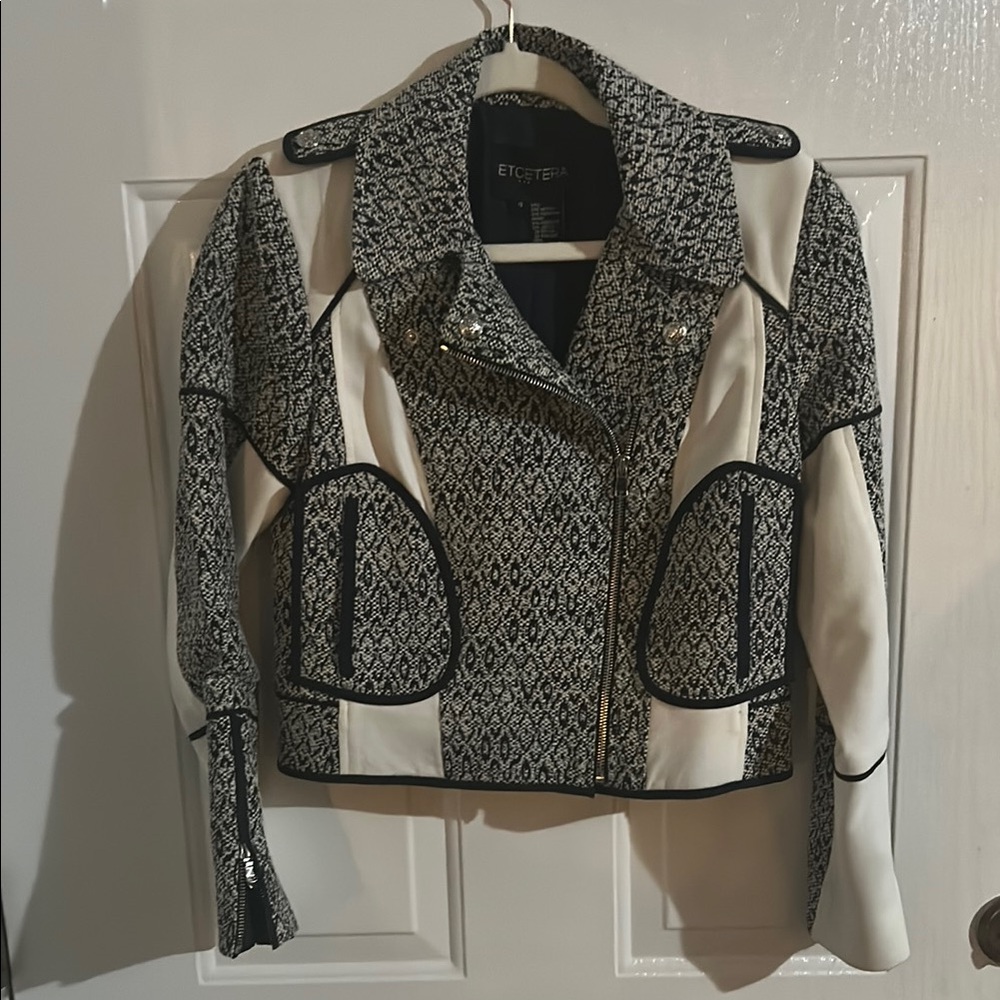 Etcetera Navy and White Patterned Blazer